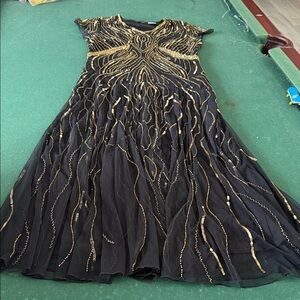 Ashro Black‎ and Gold Maxi Dress.  CAJA. # 1 A